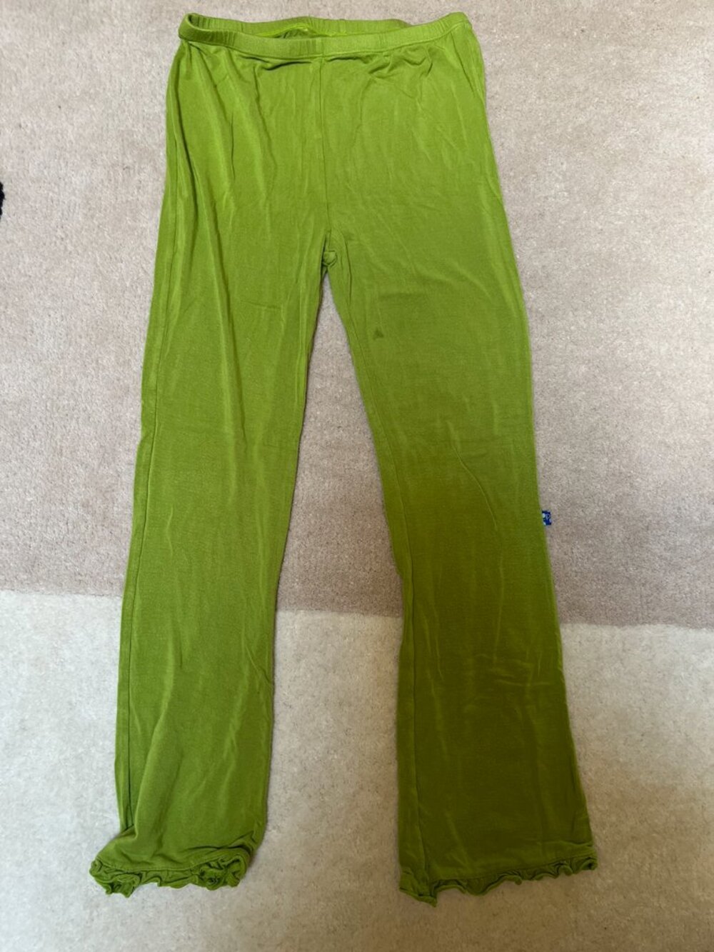 Kickee Pants Green Ruffle Bamboo Pants - Size 9